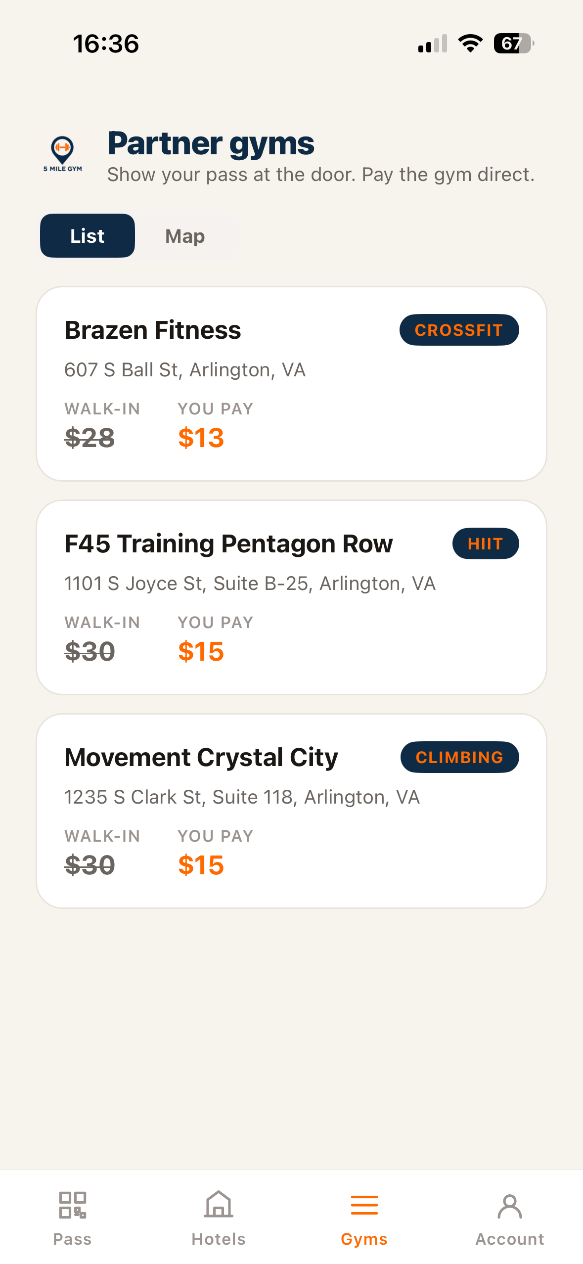 Partner gyms list