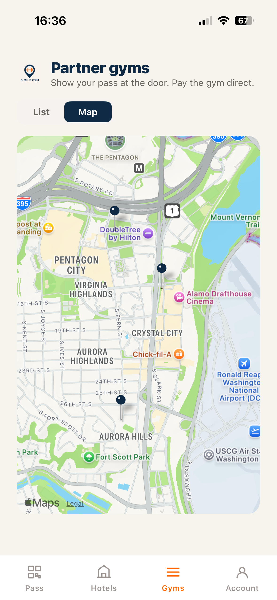 Gym map view